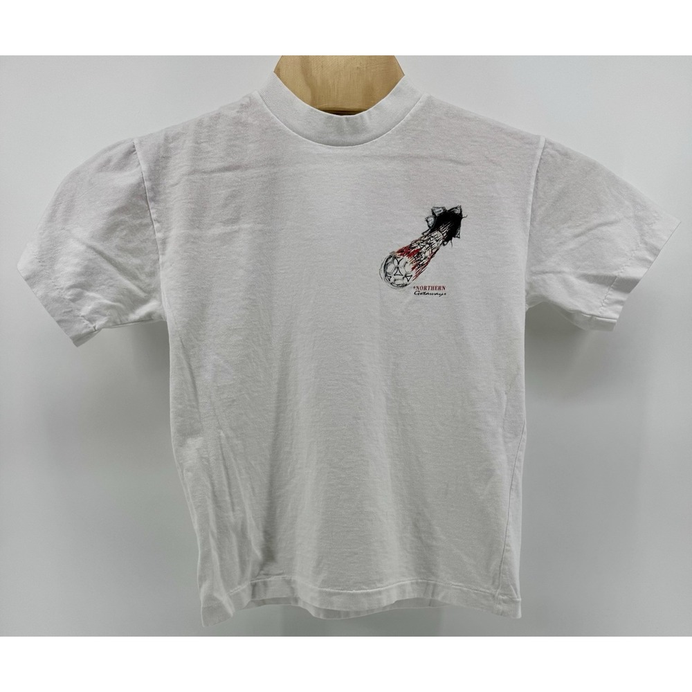 Vintage 90s Northern Getaway Soccer Ball‎ Graphic T-Shirt Size L Single Stitch